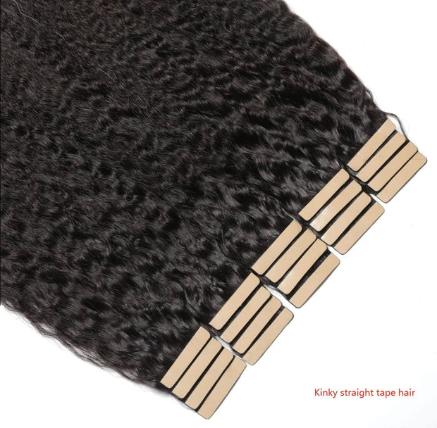 Virgin Hair Tape Extensions Kinky Straight (Grade 9A)