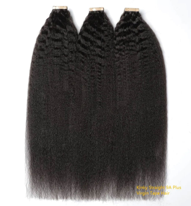 Virgin Hair Tape Extensions Kinky Straight (Grade 9A)