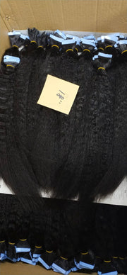 Virgin Hair Tape Extensions Kinky Straight (Grade 9A)