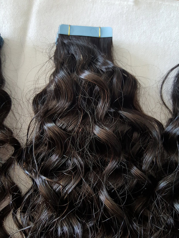 Virgin Hair Tape Extensions Curly (Grade 9A)