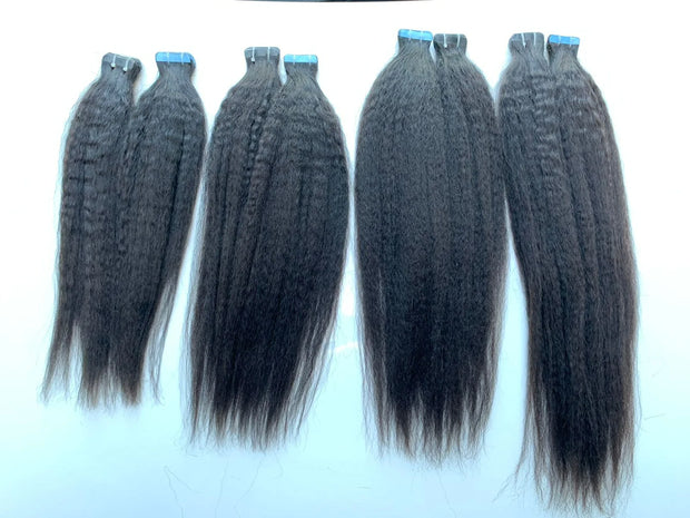 North Indian Remy Hair Kinky Straight Tape Hair Extensions ***CLEARANCE 50% OFF***