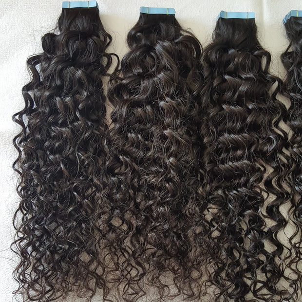 Virgin Hair Tape Extensions Curly (Grade 9A)