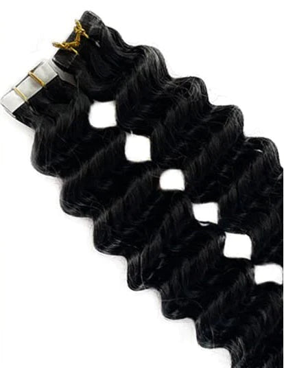 Virgin Hair Tape Hair Extensions Deepwave (Grade 9A+)