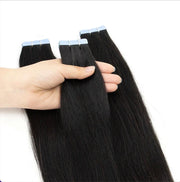 Virgin Hair Tape Extensions Straight (Grade 9A natural black)